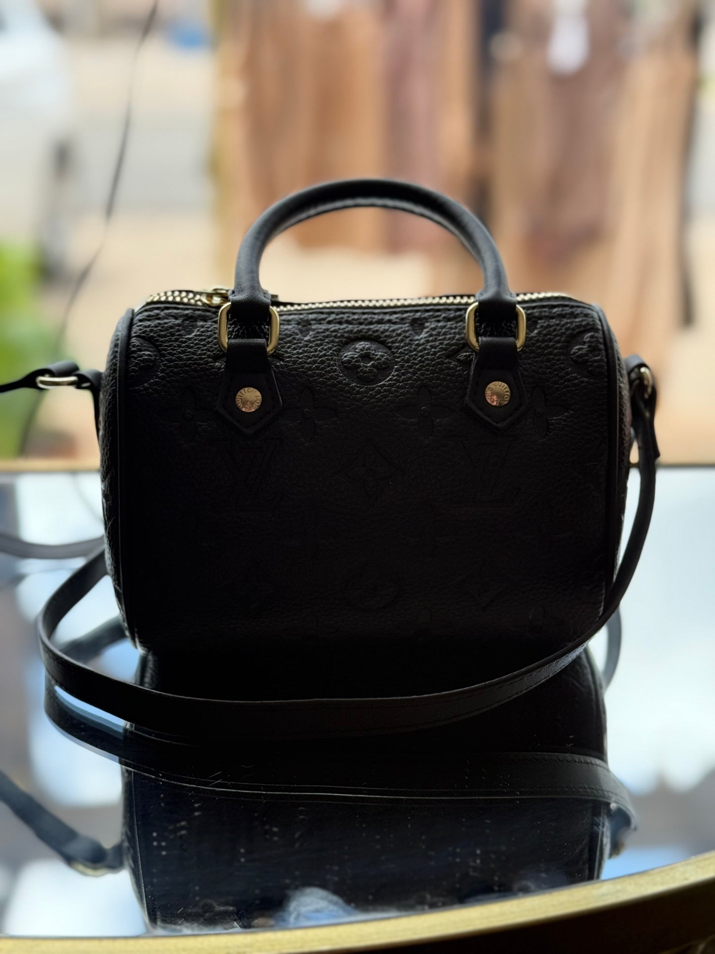 LOUIS VUITTON black nano speedy bag
